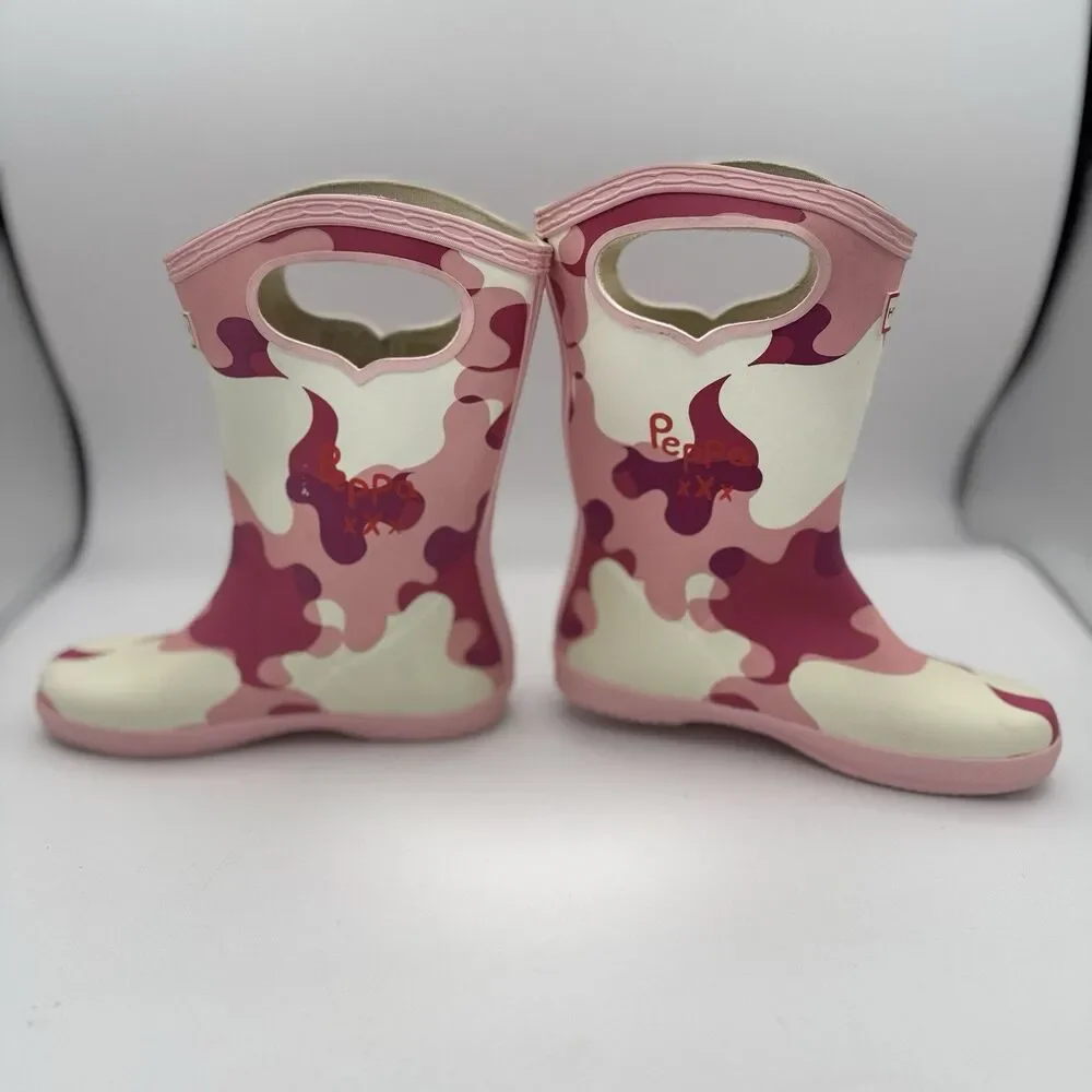 Hunter x Peppa Pig Girls Rain Boots Pink Camo Size 13/1 EU 31 VGUC
